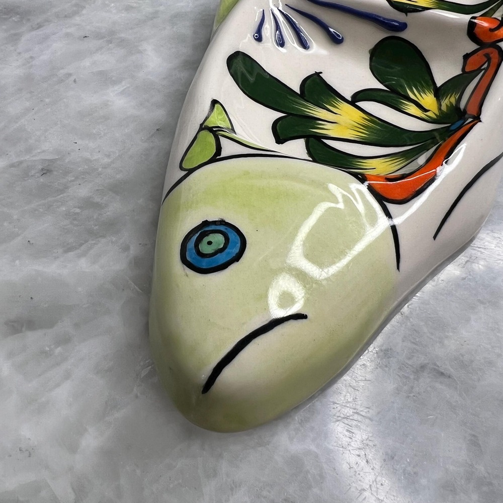 Vintage Hand Painted Fish Dish From Mexico Vibrant Colors - Picture 2 of 7